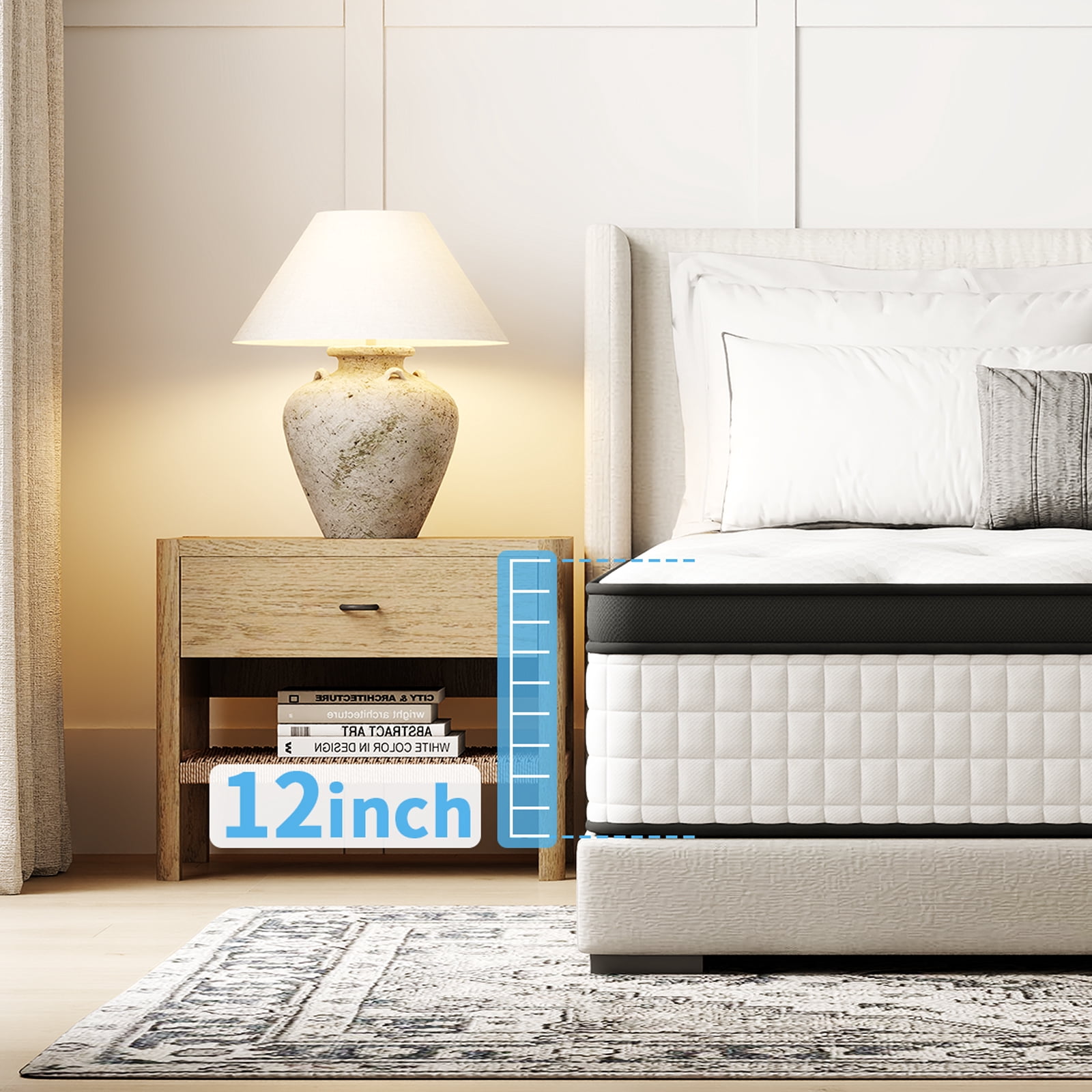 Evitormill 12" Full Size Hybrid Spring Boxed Mattress - Medium Firm Memory Foam