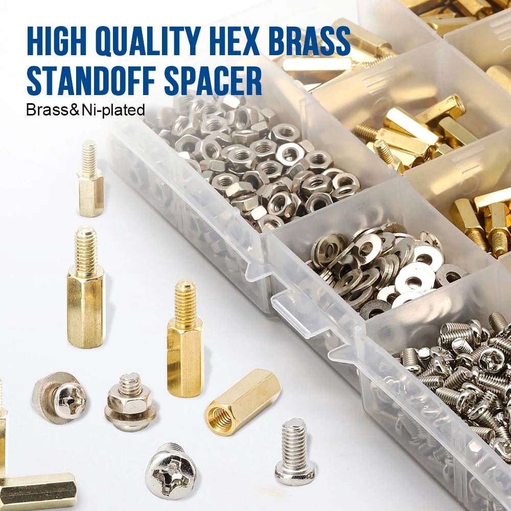 Standoff 910Pcs/set M3 Male Female Hex Brass Standoff Spacer Kit With Screw Nut And Washer Pcb Motherboard Standoff Assortment Kit