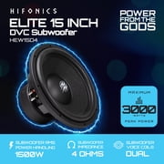 Hifonics ELITE 15” Car Mount Subwoofer Dual Voice Coil Car Audio Speaker 3000 Watts, Black