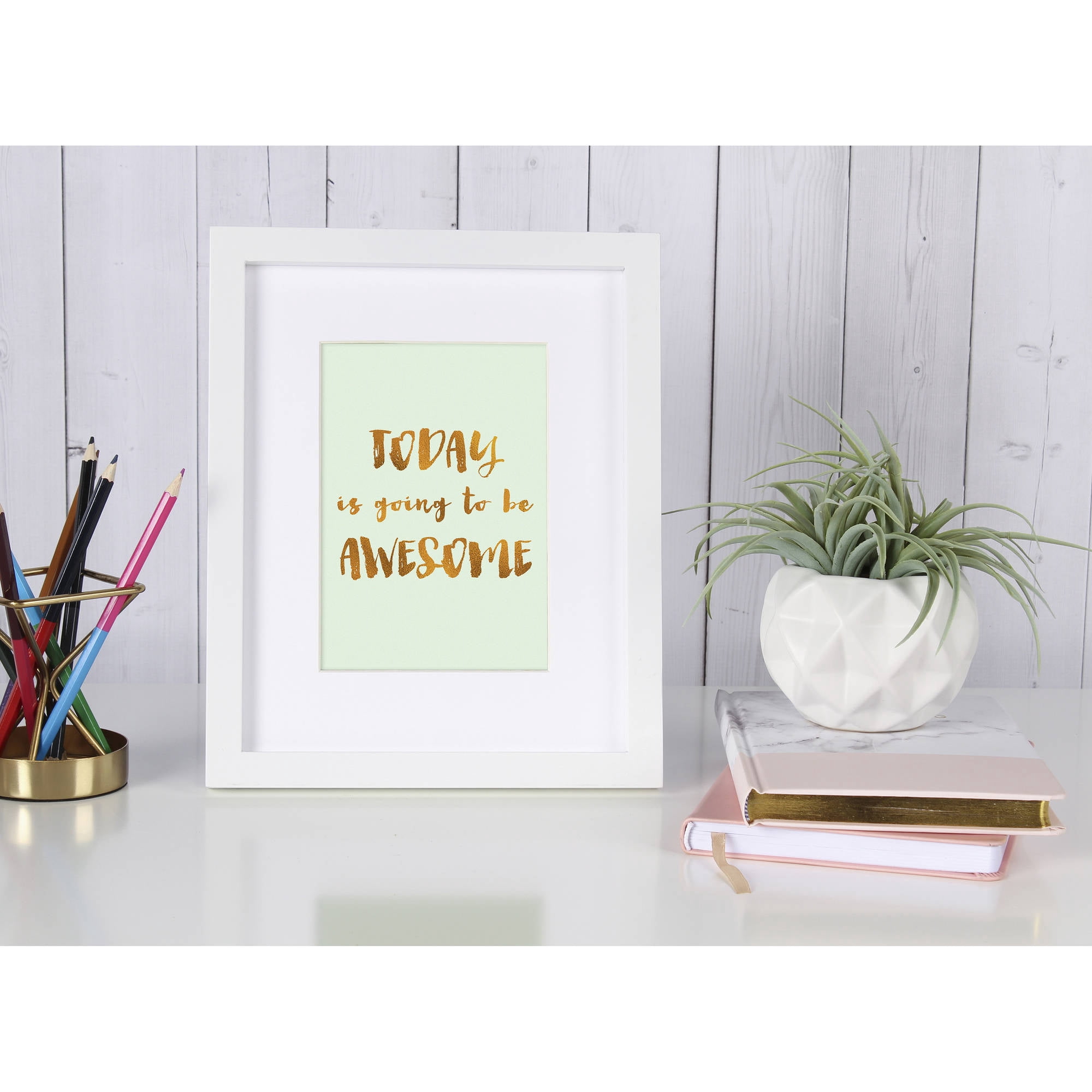 Better Homes & Gardens Gallery 8x10 Matted for 5x7 Tabletop Picture Frame, White, Set of 2