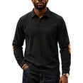 thumbnail image 2 of Men's Casual Corduroy Sweatshirts Vintage Button Golf Pullover Casual Long Sleeve Collared Shirts with Elbow Patches, 2 of 8