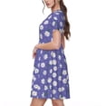 thumbnail image 2 of Naloa Daisies Flowers Print Womens Summer A-Line Dress with Pockets,Short Sleeve Dresses,Flowy Beach Swing Dress for Vacation Travel, 2 of 6