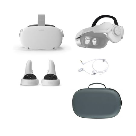 2021 Oculus Quest 2 All-In-One VR Headset 128GB, Touch Controllers, 1832x1920 up to 90 Hz Refresh Rate LCD, 3D Audio, Mytrix Head Strap, Carrying Case, Earphone, Silicone Face Cover