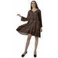 thumbnail image 2 of Moomaya Rayon Flared Dress For Womens Long Sleeve Printed V-Neck Casual Beach Dress For Girls, 2 of 7