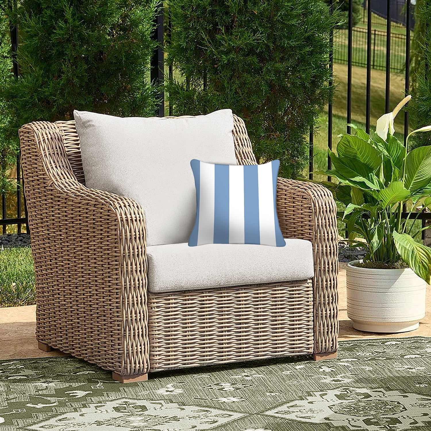 Mainstays 16" x 16" Reversible Decorative Outdoor Throw Pillow, Coastal Home