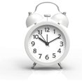 thumbnail image 1 of Reloj despertador analógico clásico vintage lindo de 3 "que no hace tictac para personas que duermen mucho con luz de fondo, reloj despertador que funciona con pilas (blanco) (hy), 1 of 5