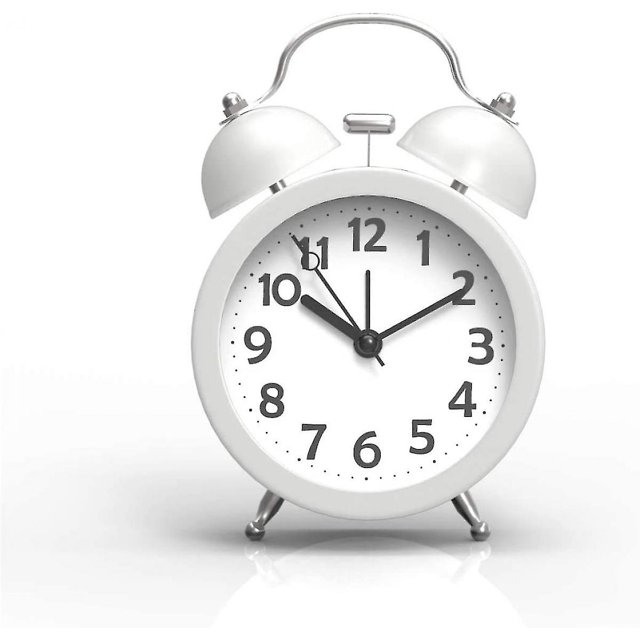 Reloj despertador analógico clásico vintage lindo de 3 "que no hace tictac para personas que duermen mucho con luz de fondo, reloj despertador que funciona con pilas (blanco) (hy)