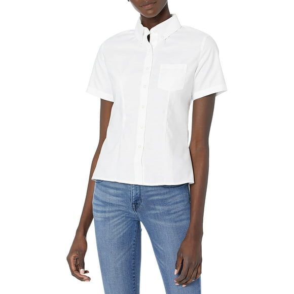 French Toast Chemise Oxford à Manches Courtes pour Filles, Blanche, 16 US