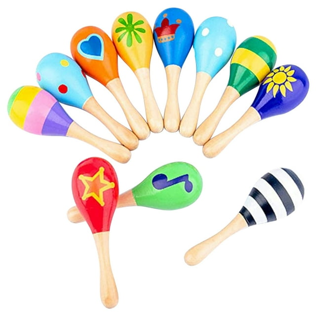 Martillo de arena de madera para niños pequeños Maracas de madera coloridas instrumento Musical de percusión Maracas de carnaval de madera para bebés y niños pequeños