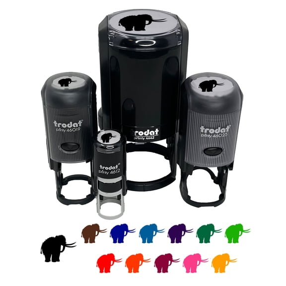 Woolly Mammoth Solid Self-Inking Rubber Stamp Ink Stamper - Black Ink - Mini 1/2 Inch