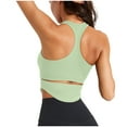 thumbnail image 4 of Bigersell Cropped Tank Tops for Women Wireless Sports Bras T-Back Workout Crop Tops with Built in Bras Comfort Soft Ribbed Padded Running Yoga Bra Athletic Tops Wire-Free Bras Green L, 4 of 6