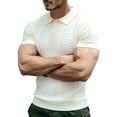 thumbnail image 4 of Men's Shirts, Casual Shirts for Men Collared Hollow Out Knit Shirts Summer Lightweight Breathable Slim Fit T-Shirts Brown XXL, 4 of 4