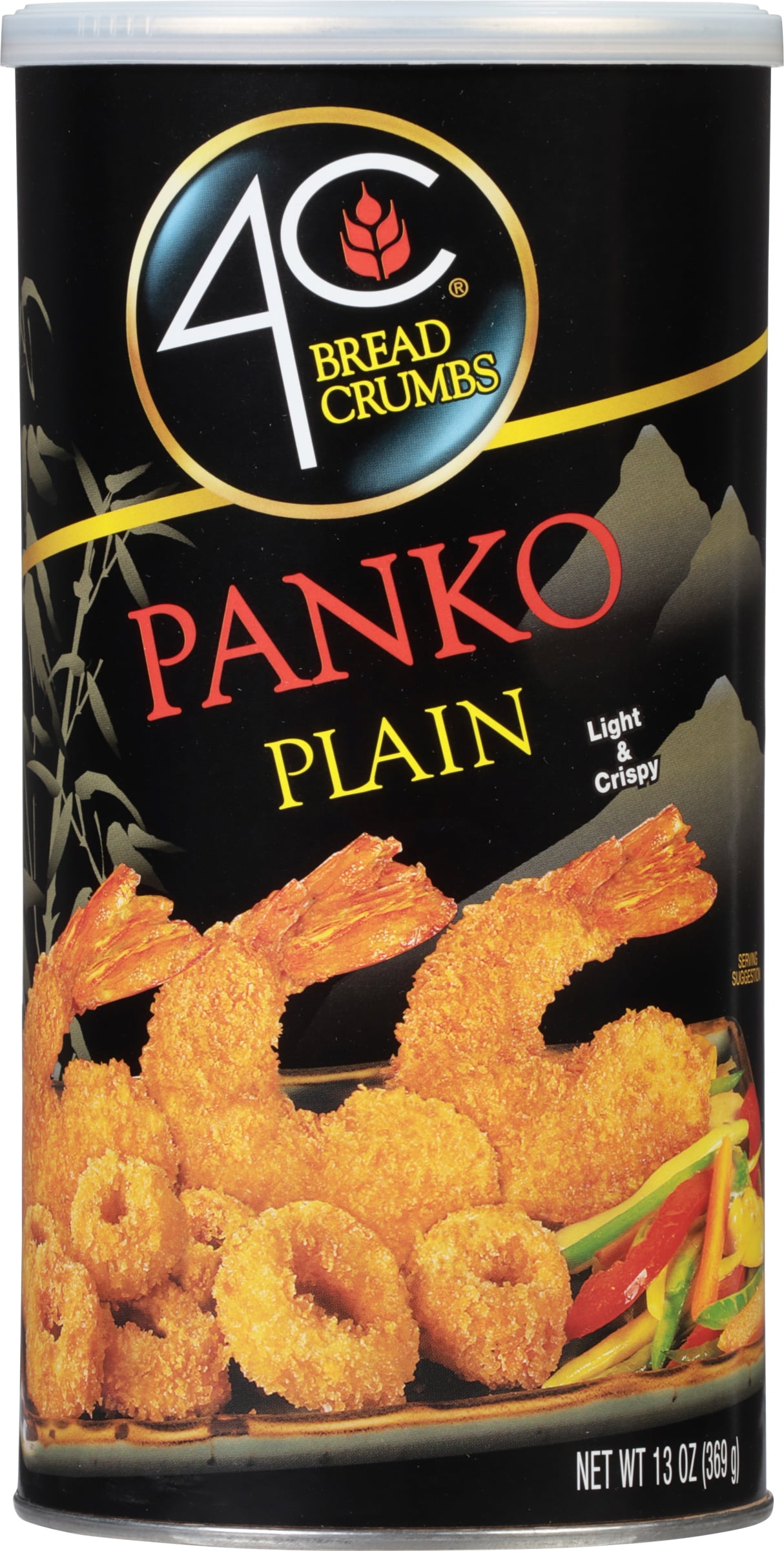 (3 pack) 4C® Japanese Style Plain Panko Bread Crumbs 13 oz. Canister  Serving Size: 1/2 Cup (28g) Servings per container:  about 13