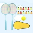 thumbnail image 4 of Handle Long Badminton Rackets Kids Badminton Set Training Tool Parent-Child Interactive Rackets (Lake Blue, Suitable for Kids 8-12 Year Old, 12pcs Badminton), 4 of 5