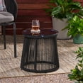 thumbnail image 2 of GDF Studio Miriam Outdoor Rope Weave and Glass Side Table, Black and Natural, 2 of 9