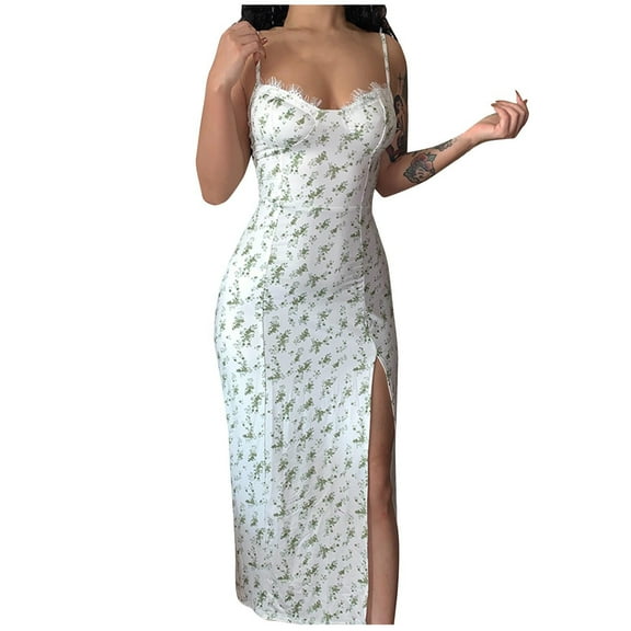 Drses Sleeveless Dress for Women Summer Women's Summer Hot Selling Sleeveless New Small Floral Split Strap Dress Sundress for Women 2024