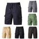 thumbnail image 5 of Pantalones cortos cargo para hombre, cintura elástica, corte holgado, bolsillos grandes, clásicos, informales, elásticos., 5 of 6