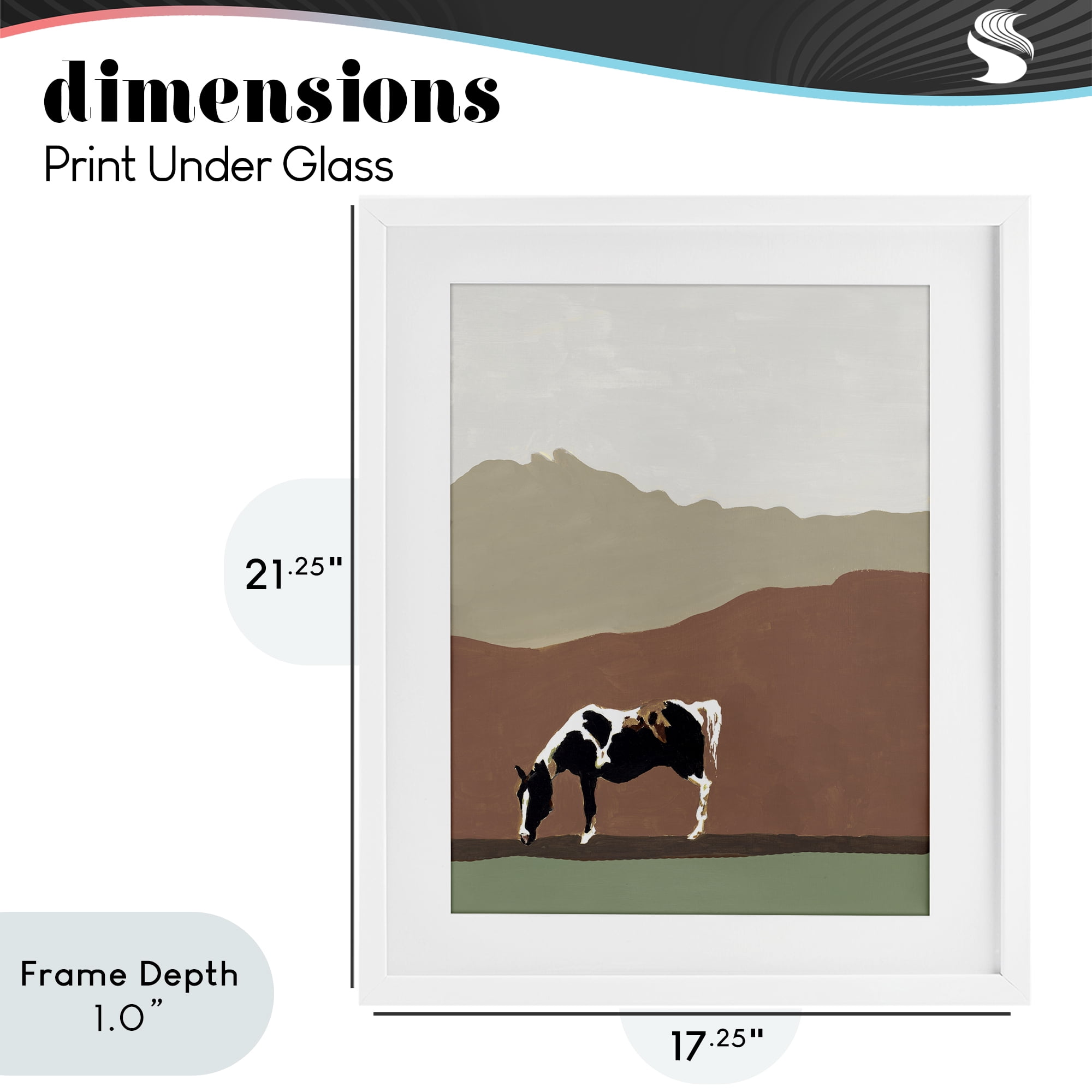 Stupell Industries Modern Mountains Horse White Framed Print Under Glass, design by Patricia Pinto