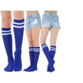 thumbnail image 3 of ToBeInStyle Women's Pack of 6 Knee High Socks - Colored Assortment with 2 White Stripes, 3 of 6