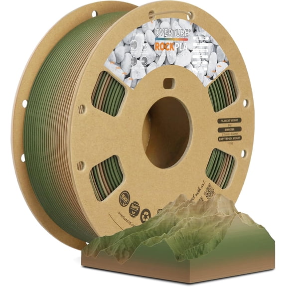 Rock PLA Filament 1.75mm, Marble PLA 3D Printer Filament 1kg Spool (2.2lbs), Dimensional Accuracy /- 0.02 mm, Fit Most FDM Printer (Alpine Forest)