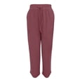 thumbnail image 4 of SAHFX Linen Ankle Pants for Women Tapered Pants Elastic Waist Trousers with Pockets Capris Trousers Lounge Baggy Trousers Palazzo Pants Office Dress Work Slacks High Waisted Drawstring Resort Outfit, 4 of 5