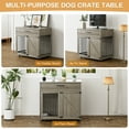 thumbnail image 3 of WIILAYOK 38.5" Dog Crate Furniture with Drawer, Wooden Heavy Duty Large Dog Kennel with Lockable Wheels and 2 Dog Bowls, Modern Decorative Indoor Dog House for Medium Small Dogs (Grey), 3 of 9