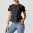 thumbnail image 2 of GEWSEY Workout Tops for Women Cropped Split Back Athletic Gym Exercise Shirts Loose Fit (Black, XXL), 2 of 8