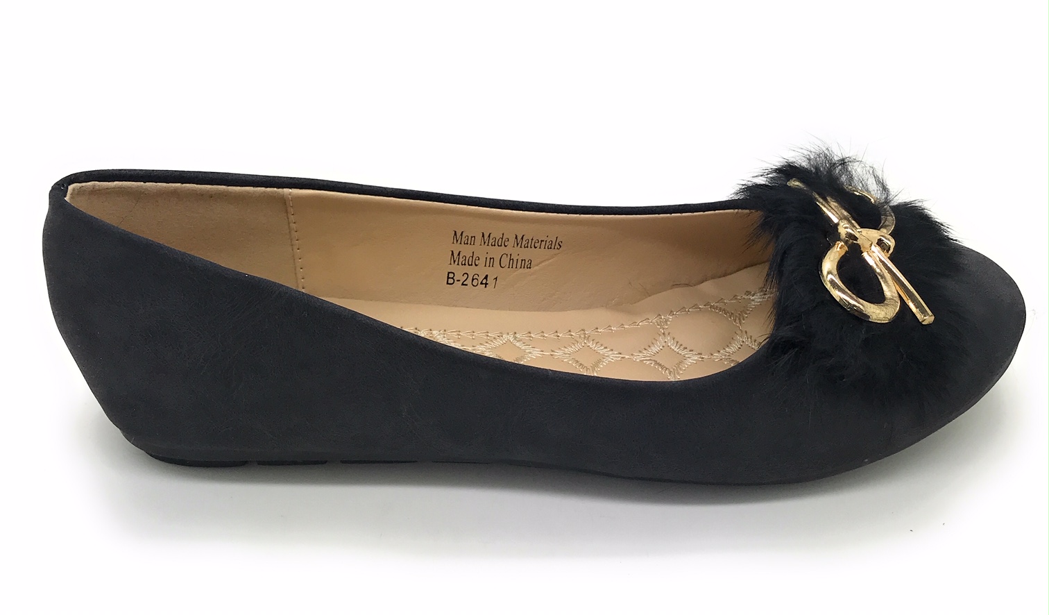 Victoria K Gold Bow Faux Fur Trim Ballerina Flats (Women)