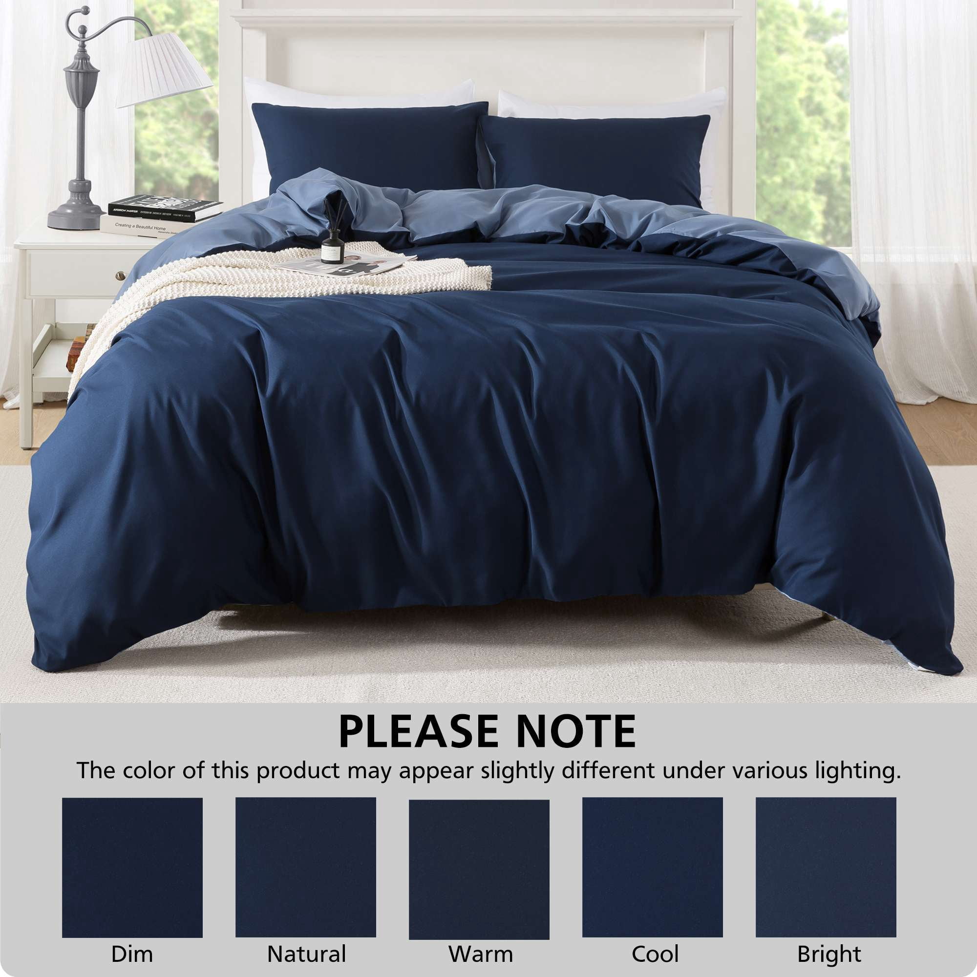 Mainstays King Duvet Cover Set, 3-Piece, All-Season, Navy