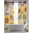 thumbnail image 5 of Farmhouse Sunflowers Sheer Curtains 96 Inch Length 2 Panels Set Window Treatments, Rustic Barn Doors Flowers Butterfly Wooden Rod Pocket Semi Curtains for Living Room/Bedroom/Kitchen, 104"W x 96"L, 5 of 7