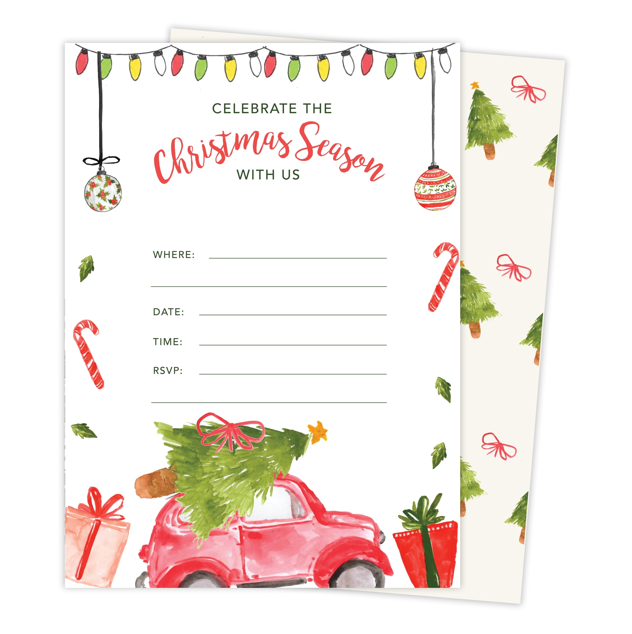 With Envelopes & Seal Stickers Vinyl Party 25ct 25 Count Christmas #2 Holiday Season Party Gathering Invitations Invite Cards