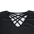 thumbnail image 3 of Womens Fashion Short Sleeve Blouse Printed Gradient V Neck Cross Strap T Shirt Casual Colorful Pullover Shirt Plus Size, 3 of 6