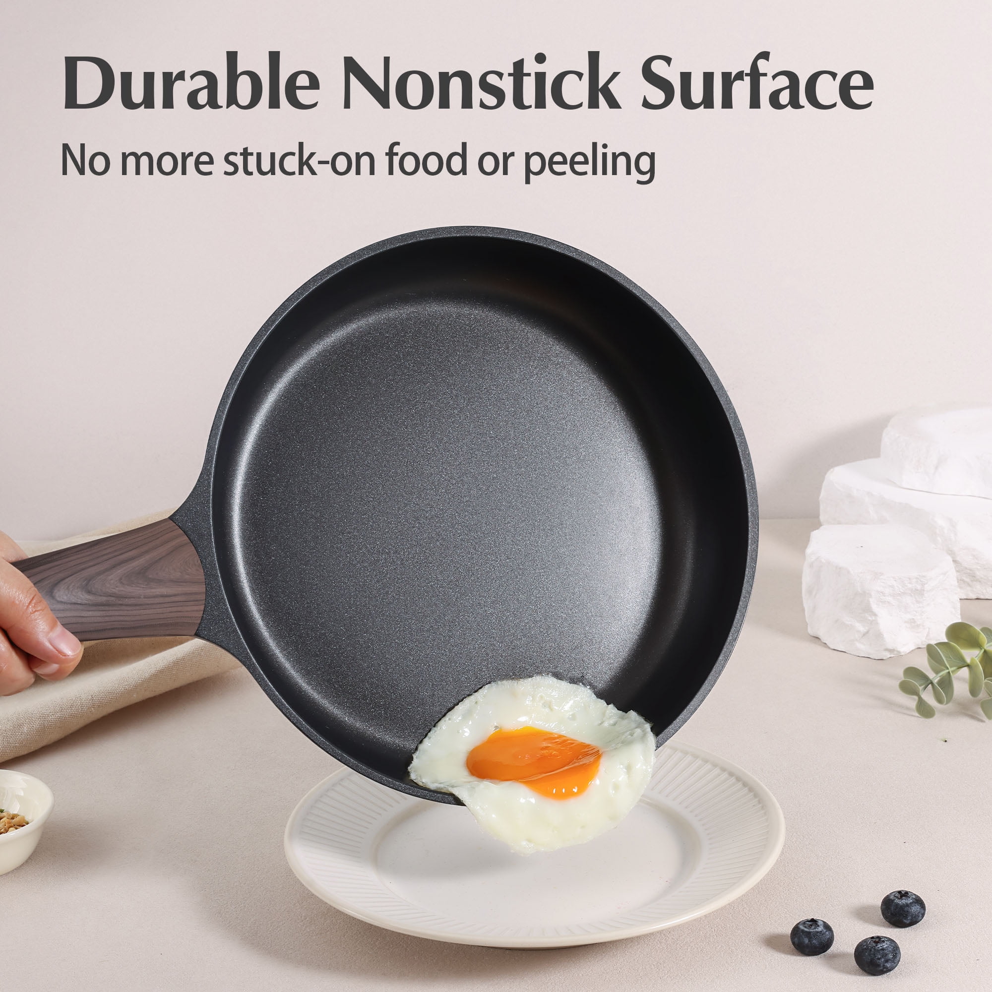SENSARTE 13-Piece Nonstick Pots and Pans Set, Black Healthy Cookware Set, Kitchen Cooking Sets with Stay-Cool Handles, Induction Compatible, Stackable