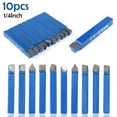 thumbnail image 1 of 10pcs 1/4" Metal Lathe Tool Carbide Tip Tipped Cutter Tool C6 Bit Cutting Set, 1 of 11