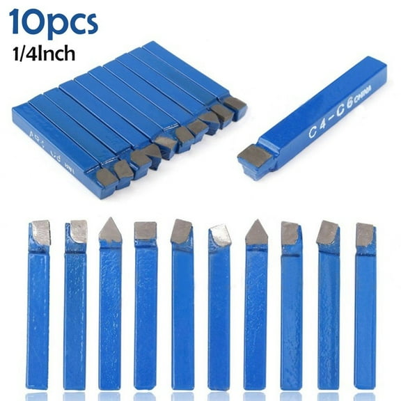 10pcs 1/4 Inch Carbide Tip Tools C6 Drill Bit Cutting Set Metal Lathe Tools Blue For CNC Lathe Turning Tools Boring Drill Bits