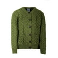 thumbnail image 3 of Aran Irish Cardigan Sweater for Women Made in Ireland Supersoft Merino Wool Lumber Jacket, 3 of 5