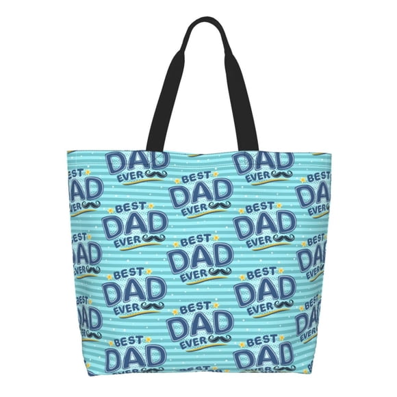Easygdp Best Dad Ever Print Tote Bags for Women,Women Travel Shoulder Bags Handbags,Big Capacity Shopping Work Bag