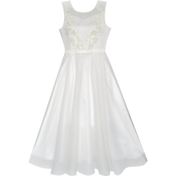 Flower Girls Dress Off White Wedding Veil First Communion 6
