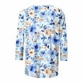 thumbnail image 4 of Viluyesy 3/4 Sleeves T-Shirt Women Round Neck Shirt Tops Fashionable Relaxed Loose Blouse Multicolor Size 3XL, 4 of 5