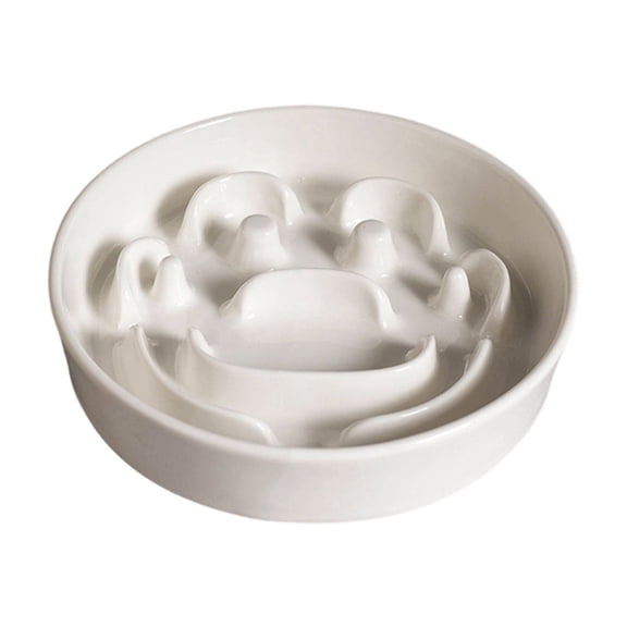 Heavy‑Duty Ceramic Slow Feeding Pet Bowl, Raised Ridge Anti‑Gulp Anti‑Bloat Food Dish, Anti‑Tip Weighted Glazed Dishwasher‑Safe Feeder for Cats Dogs, Suitable for Dry Kibble & Wet Canned Food