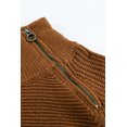 thumbnail image 4 of ABPHQTO Jersey De Mujer Cuello Alto Punto Cremallera Marrón, 4 of 5