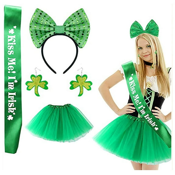 Baqcunre Skirts for Women Irish Festival Tutu Tulle Skirt Headband Earband Shoulder Strap Decorative Accessories Mini Skirt Women's Skirts Green(Hot)