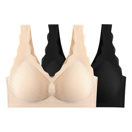 

Royallove Women s Extra-expansion Seamless Soft Support Small Chest Gathered Cup Sexy Bra 2-Pack