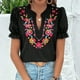 thumbnail image 4 of Vestidos Casuales Para Mujer, Blusas De Mujer De Moda Suéter de manga corta con cuello en V y bordado de lino sintético para mujer, top de moda, 4 of 5