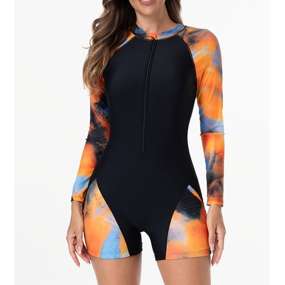 Womens Swimsuits Tankini Plus Size Swimsuit for Women Long Sleeve One-Piece Sport Swimwear Bathing Suit
