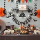 thumbnail image 2 of 6 piezas de decoraciones colgantes para fiesta de Halloween, adorno colgante para fiesta, guirnalda negra con purpurina, decoración para casa embrujada, murciélago, araña, estrella y luna, 2 of 5
