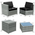 thumbnail image 4 of Patiojoy 8-Piece Outdoor Wicker Rattan Conversation Sofa Set w/ Storage Table Black, 4 of 7