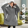 thumbnail image 6 of Livhil Wearable Blanket Hoodie , Oversized Sherpa Blanket Hoodie Sweatshirt Cute Hoodie for Adults Women Men, Fall Winter Warm up Neck Hoodie Blanket (Dark Gray), 6 of 8