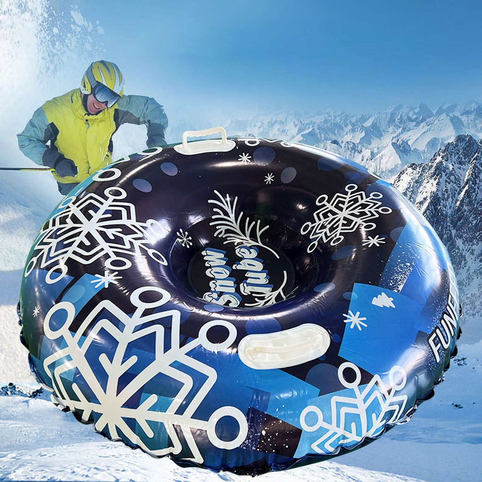 YIFAEUX Inflatable Snow Tube Sled with Double Handles Ski Ring Valve Design Heavy Duty Winter Outdoor Toy for Kids Adults