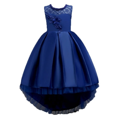 

elfinBE Baby Girl Swallow Tail Princess Appliques Sleeveless Solid Evening Dress 3-11T